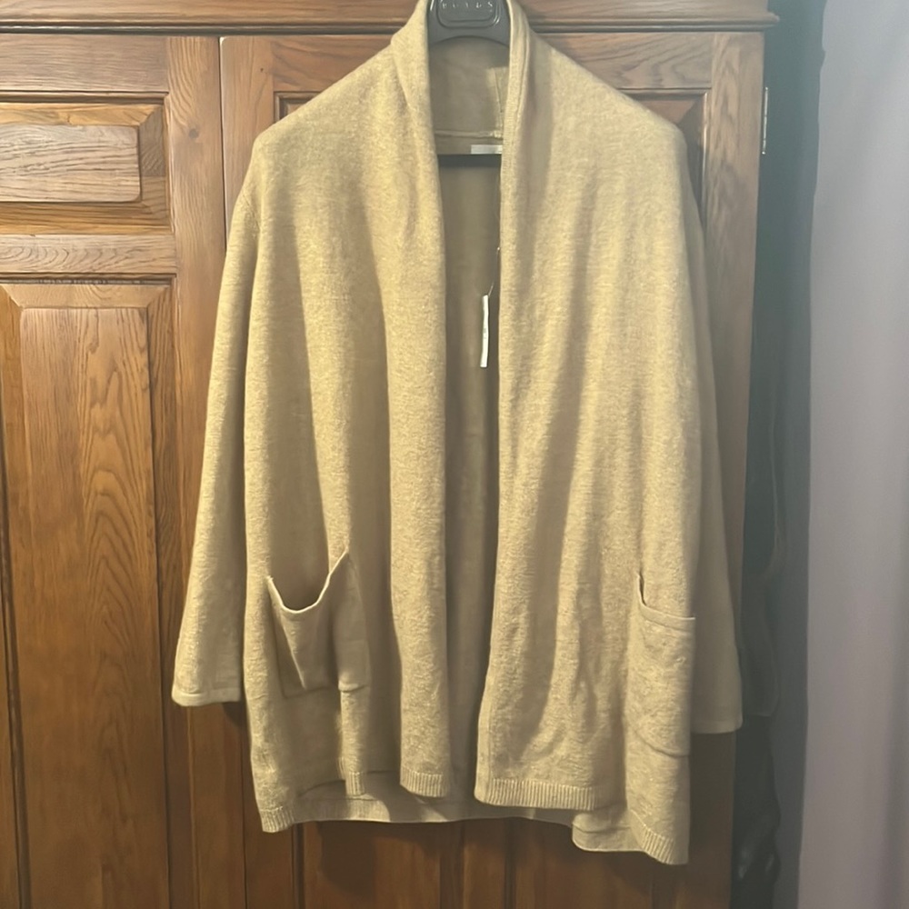NWT loft camel pocket cozy long cardigan l